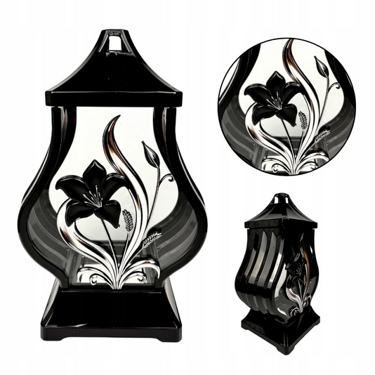 Elegantný Sklenený Lampáš Faraón Srebrný Kvet 31 cm - Odolné Balenie